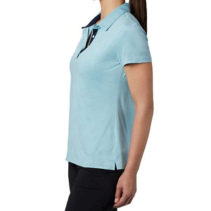 Women's <b>Light</b> <b>Blue</b> Short Sleeve <b>Polo</b> <b>Shirt</b> Solid Color Knitted Polyester Casual Breathable Regular Fit - Product Image 3