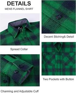 Camisa de Franela a Cuadros Verde para Hombre, de Alta Calidad, Manga Larga, con Logotipo Personalizado, Venta al Por Mayor, Suministro a Granel, Varios Tamaños - Product Image 4