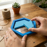 Bebox - Bandeja de Cemento para Joyería, Diseño Hexagonal, 124x107x14mm, Kit de Manualidades para Decoración del Hogar y Regalos