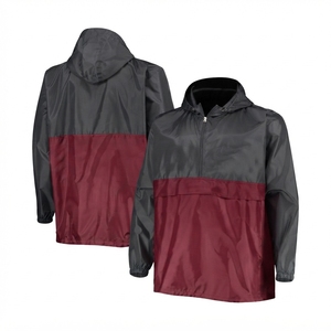 Chaqueta Impermeable con Capucha y Bloques de Color Unisex, Media Cremallera, Resistente al Agua, Poliéster, Ropa de Exterior para Adultos, Ajuste Regular - Product Image 6