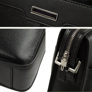 Sac à ordinateur portable en cuir imperméable avec fermeture éclair, fabriqué en cuir souple de haute qualité, élégant et tendance, pour homme et femme. - Product Image 6