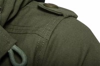 Veste parka urbaine pour homme coupe-vent à capuche, vert olive, noir, beige, avec fermeture éclair et boutons sur le devant, cordon de serrage, col rabattable