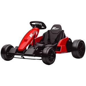 Go Kart Eléctrico de 24V con Motores Dobles de 150W, Asiento Ajustable, Alta Velocidad de 11.2 MPH, Arranque Suave, Arnés de 5 Puntos, Color 'Rojo' - Product Image 1