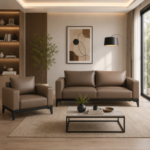 INTELLIGENTIA WOODS Modern Luxury Leather Sofa Set 1+3 Seater with Solid Wood <b>Frame</b> & High Density Foam for Living Room Home - Product Image 2