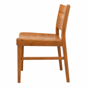 Chaise de salle à manger contemporaine en teck massif, écologique, avec assise sculptée et dossier ergonomique incurvé pour mobilier de maison et appartement - Product Image 3