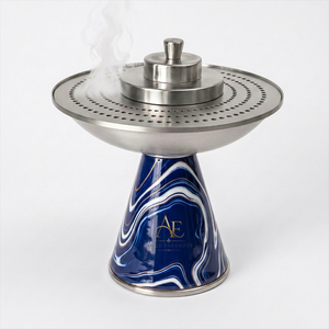 Elegante Bruciatore d'Incenso in Smalto Blu Marmorizzato con Parte Superiore Traforata, Valorizza la Tua Casa con Questo Capolavoro <span class=keywords><strong>Moderno</strong></span> - Product Image 1