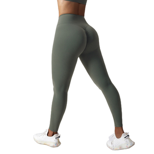 Leggings de yoga taille haute pour femmes, longueur cheville, respirants, antibactériens, en Spandex/Nylon, avec coutures, pour le fitness, avec poches - Product Image 5
