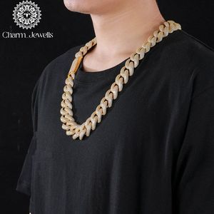 สร้อยคอผู้ชาย Charm Jewells ชุบทอง 14K ประดับโมอิสซาไนต์ทรงกลม ดีไซน์แบบเชื่อมต่อ สไตล์ฮิปฮอป รับรองโดย IGI เหมาะสำหรับงานปาร์ตี้ - Product Image 3