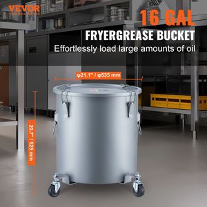 Friggitrice Commerciale da 16 Galloni in Acciaio al Carbonio con Base Girevole, Rivestimento Antiruggine, Coperchio con Chiusura a Clip e Sacchetto Filtrante - Product Image 2