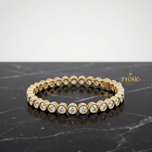 <b>Gold</b> Bezel <b>Set</b> Diamond Tennis Bracelet Sterling Silver Classic Elegant Luxury Fine Jewelry Women Wedding Party Gift Timeless - Product Image 4