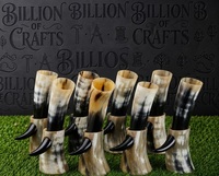 Corne à boire artisanale en corne de buffle avec support, forme naturelle, corne polie, corne à boire viking pour mariage, décoration de la maison, cadeau