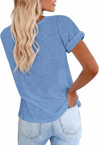 Camiseta de Mujer en Spandex/Algodón, Moderna, Casual, Corte Regular, Manga Corta, Cuello Redondo, Estilo Urbano, Básica, Suave y Transpirable - Product Image 2