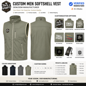 Chaleco Softshell de Poliéster al por Mayor, Chaleco de Forro Polar Personalizado para Invierno, Impermeable, Cortavientos, Chalecos Softshell Utilitarios - Product Image 5