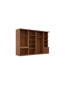 Modern Minimalist Wooden <b>Wardrobe</b> with 3 Drawers and 10 Shelves Wall Mount Bedroom Furniture <b>Large</b> Capacity Storage Unit - Product Image 2