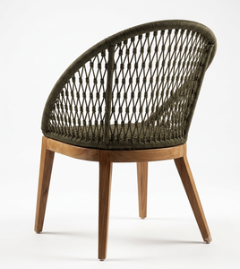 Chaise de salle à manger d'extérieur moderne en corde tressée, fauteuil en bois de teck massif pour jardin, patio, restaurant, hôtel, café - Vente en gros de mobilier - Product Image 2