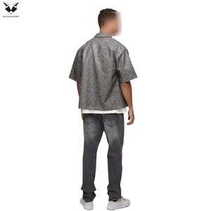 Camisas de Cuero PU de Alta Calidad, Color Gris, Manga Corta, Estilo Club, Corte Holgado, Cómodas, Nuevo Estilo, Última Moda - Product Image 2