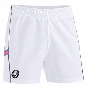 Men White Contrast Stitching Rugby Shorts Polyester <b>Athletic</b> Training Shorts Side <b>Tape</b> Sports Wear Team Match Uniform Apparel - Product Image 1