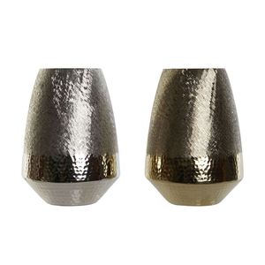 Vase en aluminium électroplaqué fait main, récipient floral texturé bicolore, vaisselle métallique de luxe contemporaine, design d'intérieur - Product Image 1