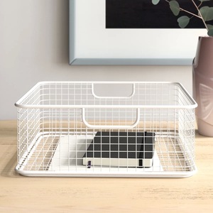 Panier de rangement industriel spacieux en métal, organisateur de rayonnages robuste pour la maison - Product Image 1