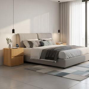 Table de <span class=keywords><strong>chevet</strong></span> moderne en bois massif avec deux tiroirs, table de <span class=keywords><strong>chevet</strong></span> minimaliste pour chambre à coucher, hôtel ou décoration intérieure - Product Image 3