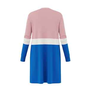 Cardigan long Cosmo JJ pour femme, pull en maille colorblock à col ouvert, manteau décontracté tendance avec poches - Product Image 2