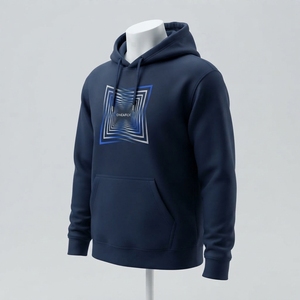 Custom <b>Navy</b> Geometric Graphic Pullover Hoodies Mens Casual Streetwear Hooded <b>Sweatshirt</b> Print Apparel OEM ODM Wholesale Clothing - Product Image 6