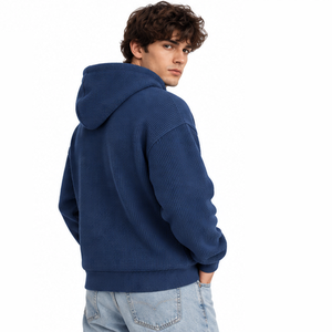 Sweat à capuche thermique en maille gaufrée pour homme, pull décontracté à manches longues pour l'hiver, streetwear personnalisé, vente en gros de vêtements - Product Image 2