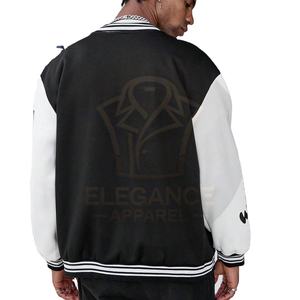 Fabriqué au Pakistan sur mesure couleur unie Patchwork bouton avant manches longues poche Simple décontracté hommes collège Baseball vestes - Product Image 1