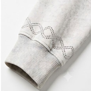 Custom Branding Winter Casual Women's 100% Cotton <b>Rhinestone</b> <b>Hoodies</b> with Front Logo Private Label Service & Competitive Pricing - Product Image 3