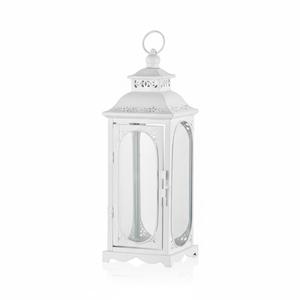 Farol de vela de metal blanco estilo marroquí, decorativo de hierro y vidrio, para colgar o colocar sobre mesa, decoración para el hogar, bodas, uso interior y exterior. - Product Image 2