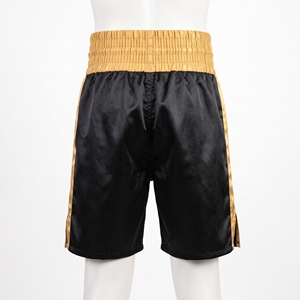Pantalones Cortos de Boxeo de Satén para Hombre, Estilo Profesional, con Franja Negra y Dorada, Cintura Alta, Largos, con Logotipo Personalizado para Equipos - Product Image 3