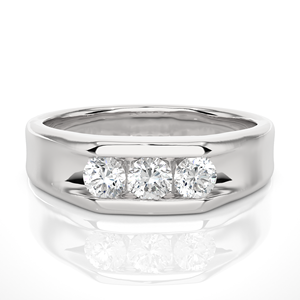 Bague de luxe en or 18 carats avec diamant de laboratoire, taille ronde 0,52 carat, sertie de 3 pierres, certifiée IGI, pour homme - Product Image 3