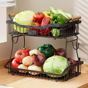 Panier de rangement moderne pour comptoir, idéal pour fruits, légumes, pommes de terre, oignons, ail, tomates, produits frais et pain - Product Image 6