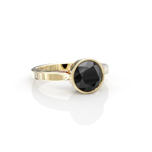Bague tendance en moissanite ronde de 1 carat, couleur noire, or massif 10K, élégante, cadeau surprise pour anniversaire, pour partenaire - Product Image 4