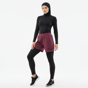Pantalones Cortos Deportivos 2 en 1 para Mujeres Musulmanas, Secado Rápido, UPF50+, Talla Grande, Cintura Flexible, Corte Holgado, Diseño Hijabi, Ropa Deportiva para Yoga y Gimnasio - Product Image 1
