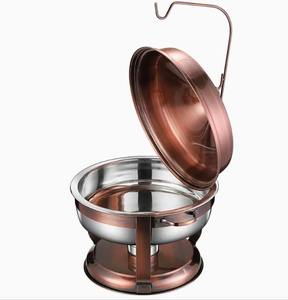 Copper Round Chafer Stainless Steel <b>Food</b> Warmer Serving Dish Fuel Heating Restaurant Banquet Use - Product Image 6