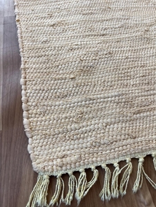 Alfombra Bohemia Rectangular Hecha a Mano de Algodón con Rayas, Base de Yute, Lavable, Delgada, para Decoración de Sala de Estar - Product Image 6