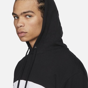 Sweat-shirt polaire tendance pour homme, coupe droite, avec empiècements contrastants noir et blanc, style streetwear personnalisé, vente en gros - Product Image 3
