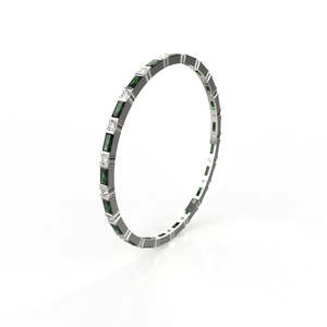 Anillo de eternidad de platino con esmeraldas y diamantes, con diamantes naturales de corte baguette, certificado por GIA, joyería clásica de compromiso para mujer. - Product Image 3