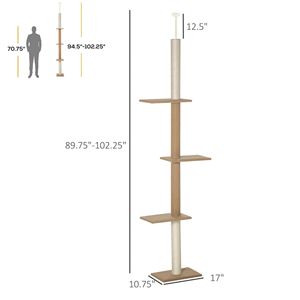 Natural <b>Light</b> Brown Cat Tree Eco-Friendly Sisal Covered Scratching <b>Posts</b> Floor Ceiling Cat Scratcher for Kittens Carton Packing - Product Image 3
