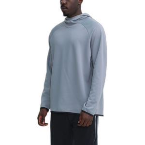 Sweat à capuche de sport noir à manches longues pour homme, coupe ample, séchage rapide, pour la course, l'entraînement et le fitness, col montant, printemps et automne - Product Image 3