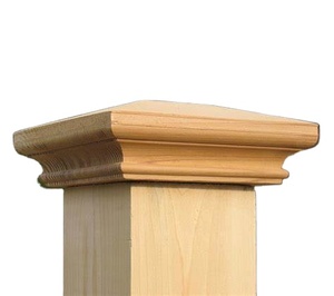 Tapa de poste piramidal de madera maciza con diseño contemporáneo y acabado antiguo para cercas, cubiertas y decoración de muebles de jardín y hogar. - Product Image 2