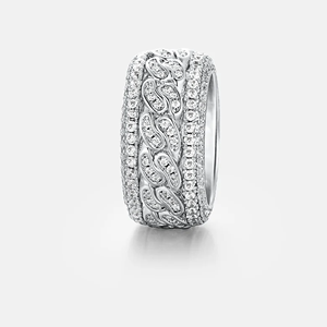 Bague Éternité de Luxe en Moissanite, Or Blanc, Sertissage Pavé, Coupe Ronde Brillante, Bijou de Mariage Unisexe - Product Image 1