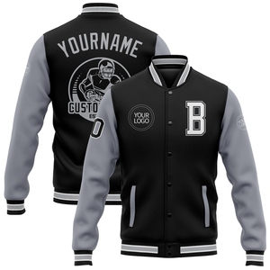 Wholesale Direct OMMIZ INDUSTRY Custom Black Black-<b>Red</b> Bomber Full-Snap Varsity Letterman <b>Jacket</b> - Product Image 3
