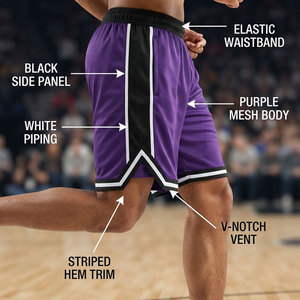 Pantalones Cortos de Baloncesto para Hombre, por Encima de la Rodilla, Cintura Elástica Alta, Absorción de Humedad, Uso Duradero - Product Image 5