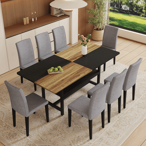 Set Tavolo da Pranzo in Legno e Nero con Sedie e Vano Portaoggetti, 71*35.4 Pollici, per Sala da Pranzo - Product Image 2