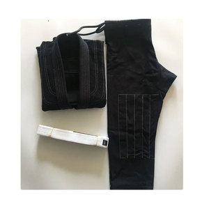 Ensemble de Kimono de Jiu-Jitsu Brésilien de Haute Qualité 100% Coton, Couleur Noire, Unisexe, Uniforme BJJ avec Ceinture Blanche, Poids Moyen - Product Image 1