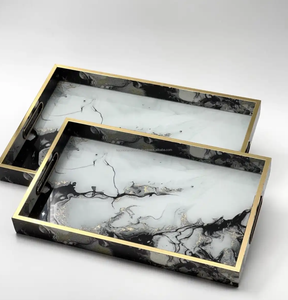 Plateau en bois avec plateau de service imprimé en émail pour la maison, l'hôtel, le restaurant, plateau de rangement - Product Image 4