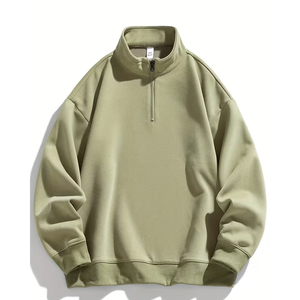 Unisex Men's Women's Half Zip Sweatshirt Oversized Fit Plain Grey <b>Mock</b> <b>Neck</b> Fleece Streetwear Cotton Casual <b>Top</b> - Product Image 3