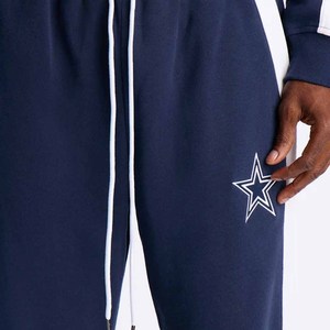 Pantalones Deportivos Azul Marino para Hombre con Franja Lateral Blanca y Logotipo de Estrella, Cintura Elástica con Cordón, Pantalones Casuales de Punto para Otoño - Product Image 3
